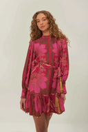Pink Floral Glam Scarf Mini Dress