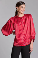 Red Carrie Silk Charmeuse Top - Laundry Dae