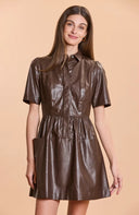 Mitzi Brown Faux Leather Dress