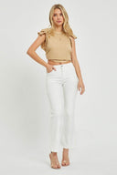 White Mid-Rise Ankle Boot Cut Jeans - Laundry Dae