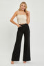 Black High Rise Twisted Seam Wide Jean