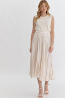 Champagne Pleated Midi Skirt - Laundry Dae