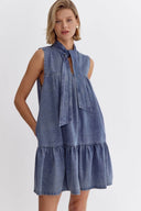 Tie-Neck Chambray Dress - Laundry Dae