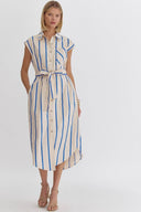 Neon Stripes Midi Dress - Blue - Laundry Dae
