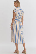Neon Stripes Midi Dress - Blue - Laundry Dae