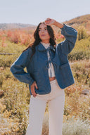 Ruffle Ridge Quilted Denim Jacket - Laundry Dae
