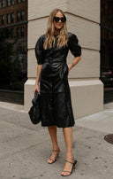 Vegan Leather Belted Midi Dress - Laundry Dae