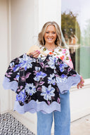 Scalloped Floral Statement Top Entro