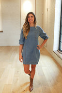 Ready for Fall Bow Back Denim Dress - Laundry Dae