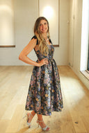 Tied in Navy Jacquard Dress - Laundry Dae