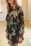 Palm Tiered Event Dress w/ Belt - Laundry Dae