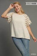Lace Dot Linen Top - Plus Size - Laundry Dae