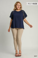 Lace Dot Linen Top - Plus Size - Laundry Dae