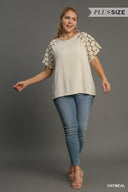 Lace Dot Linen Top - Plus Size - Laundry Dae