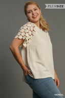Lace Dot Linen Top - Plus Size - Laundry Dae