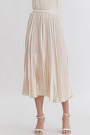 Champagne Pleated Midi Skirt - Laundry Dae