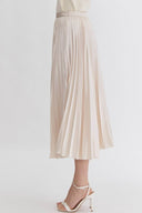 Champagne Pleated Midi Skirt - Laundry Dae