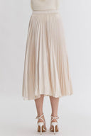 Champagne Pleated Midi Skirt - Laundry Dae