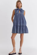 Tie-Neck Chambray Dress - Laundry Dae