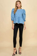 Have My Heart Denim Peplum - Laundry Dae
