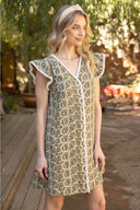 Ivory Trace Olive Dress - Laundry Dae