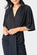 Jennifer Drape Front Luxe Knit Dress | Black - Laundry Dae