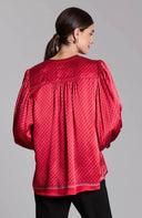 Red Carrie Silk Charmeuse Top - Laundry Dae