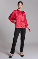 Red Carrie Silk Charmeuse Top - Laundry Dae