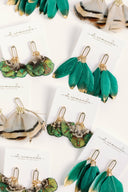 Emerald Gold Dipped Feather Tassel Statement Earrings St Armands Designs of Sarasota