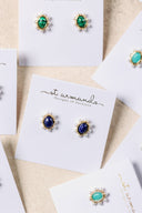 Blue Lapis and Pearl Oval Stud Earrings St Armands Designs of Sarasota