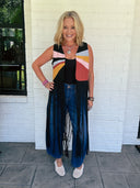 The Sunset Social Colorblock Fringe Vest Saints & Hearts