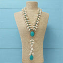 Turquoise & Seashell Necklace | Handmade Statement Jewelry Bijoux Envie Statement Jewelry
