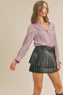 RUFFLE COLLAR BUTTON DOWN TOP MTP1699 &MERCI