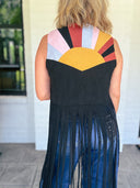 The Sunset Social Colorblock Fringe Vest Saints & Hearts