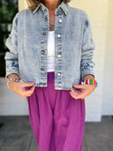 The Perfect Layer Cropped Denim Button-Down Risen