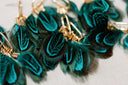 Peacock Feather Statement Tassel Earrings