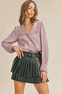 RUFFLE COLLAR BUTTON DOWN TOP MTP1699 &MERCI