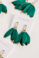 Emerald Gold Dipped Feather Tassel Statement Earrings St Armands Designs of Sarasota