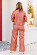 Washed Rose Leather Pants Strut & Bolt