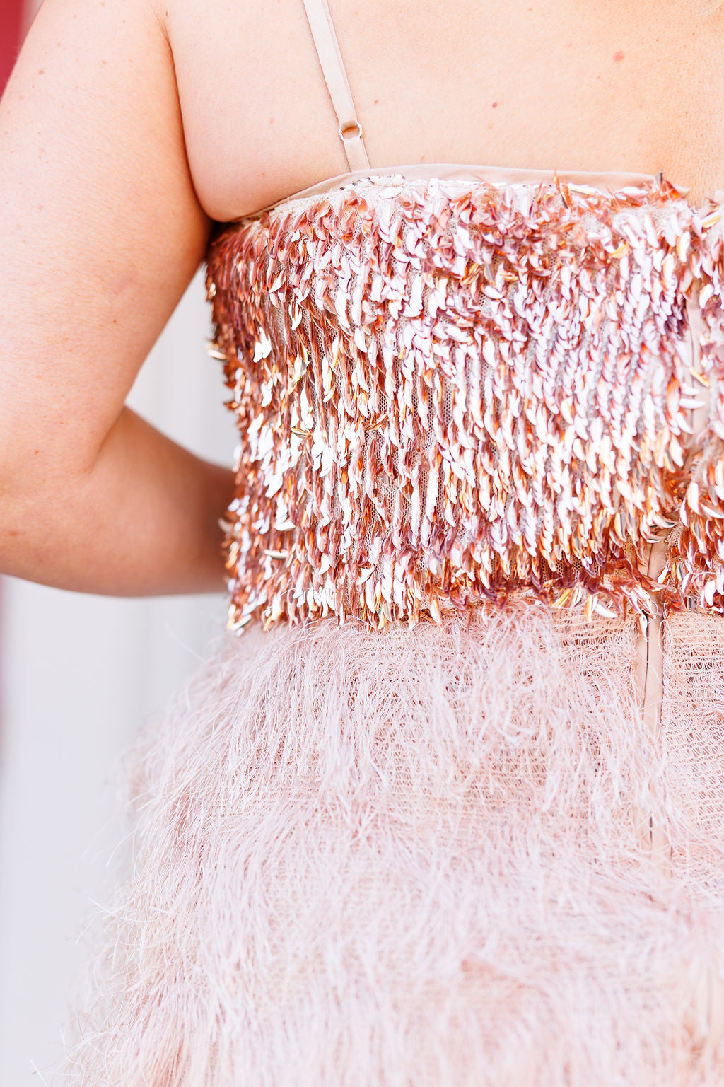 Champagne Dreams Sequin Fringe Dress M
