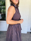 Espresso Stripe Midi Dress Entro