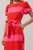 Lolli Stripe Senidy Puff Sleeve Midi Dress Sugarlips