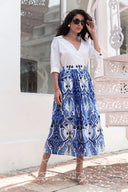 Anna Maxi Skirt - Como Blue