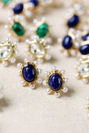 Blue Lapis and Pearl Oval Stud Earrings St Armands Designs of Sarasota