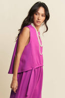 Crewneck Cinch-Tie Top & Pants Set Davi & Dani
