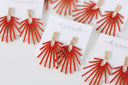 Red Sunburst Statement Drop Earrings