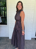 Espresso Stripe Midi Dress Entro