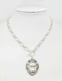N25050 Lion Head Pendant Toggle Chain Link Necklace (18"+3") Pretty Persuasions