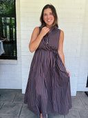 Espresso Stripe Midi Dress Entro