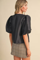 CROPPED SATIN FINISH BUTTON UP TOP MTP5230 &MERCI